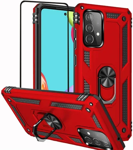 Vista 9 de Compatible con Samsung Galaxy A52 5G, A52S 5G, A52 4G, con protector de pantalla HD, anillo de metal giratorio de 360 grados, absorción de golpes