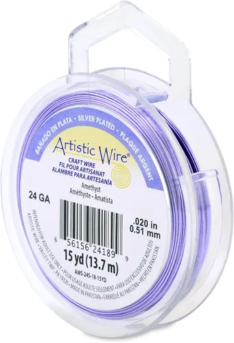 Vista 40 de Artistic Wire, Alambre de cobre de color chapado en plata de calibre 18, resistente al deslustre, amatista, 20 pies