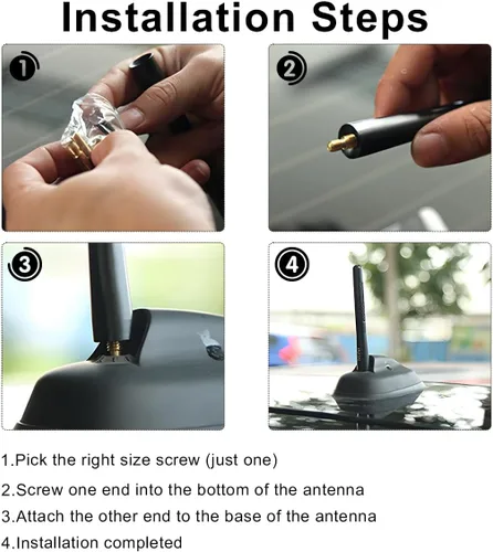 Vista 6 de Wevdn Antena corta para automóvil, antena receptora de señal de radio estéreo de fibra de carbono de aleación de aluminio de 1.43 pulgadas, repuesto