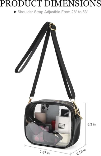 Vista 7 de TOBVZOO - Bolsa bandolera transparente aprobada para estadios, conciertos y eventos deportivos, unisex