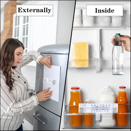 Vista 5 de Termómetro para refrigerador de cocina, paquete de 12 termómetros para nevera, congelador, termómetro, impermeable, mini medidor de temperatura