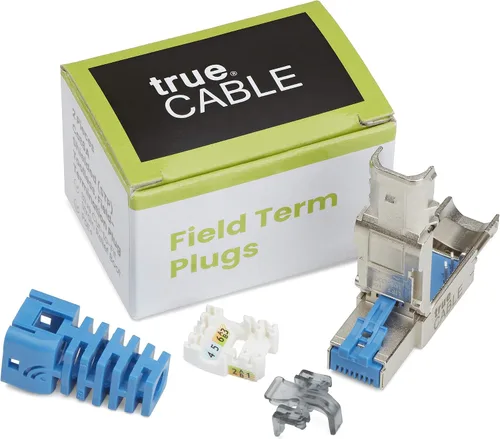Vista 8 de TRUE CABLE Enchufe de terminación de campo sin herramientas Cat6A, STP blindado, PoE++ 4PPoE, sin herramientas, conector modular RJ45, 10Gb