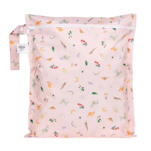 Vista 21 de Bumkins Disney Bolsa impermeable colgante para cosas mojadas grande para bebé, lavandería, ropa sucia, viaje, traje de baño, pañales de tela C3