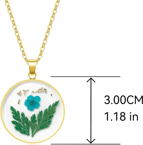 Vista 17 de Collares de flores de nacimiento para mujer, collar de 1 a 12 meses, collar de flores prensadas hecho a mano, regalo único de vacaciones, dorado, 18