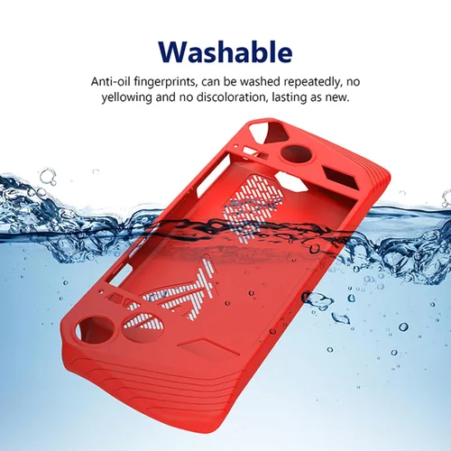 Vista 4 de Funda de silicona compatible con ASUSS ROG Allys Gamings, funda protectora de mano con tapas de botón para accesorios de consola de juegos ROG Allys