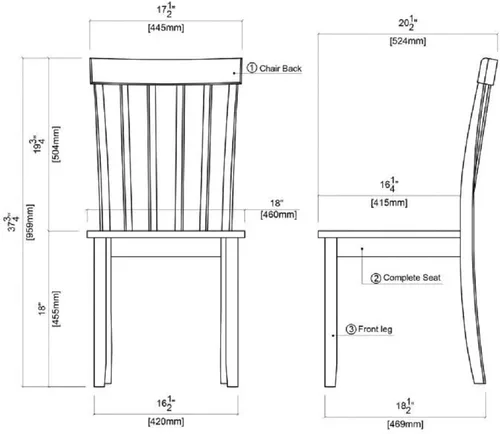 Vista 3 de Boraam Bloomington Silla de comedor, Madera, Negro/Cerezo Blanco