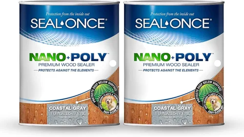 Vista 22 de Sellador Seal-Once Nano+Poly de madera penetrante con poliuretano, sellador impermeable de alta calidad, 1 galón, negro Sellador impermeable