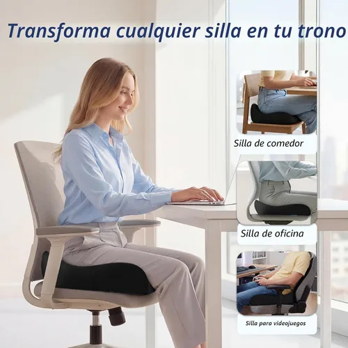 Vista 8 de ZIKEE Cojín de asiento grueso, almohada ergonómica de espuma viscoelástica para hemorroides para cadera, ciática, alivio de sentado prolongado