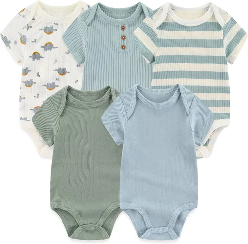 Vista 7 de Body de manga corta para bebé recién nacido, ropa de algodón de una pieza, 5 unidades, 0-12 meses