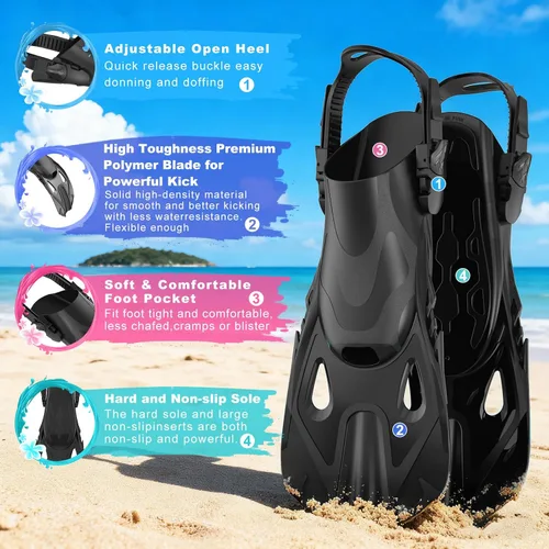 Vista 4 de Snorkeling Gear for Adults, Mask Fin Snorkel Set, Dry Top Snorkel Mask, Panoramic View Anti-Leak Anti-Fog 3 in 1 Snorkeling Kit Travel Diving