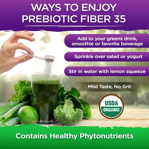 Vista 5 de Vital Planet - Suplemento de fibra diversa de fibra 35 en polvo para apoyo dietético y estreñimiento ocasional con 35 fibras prebióticas y 35