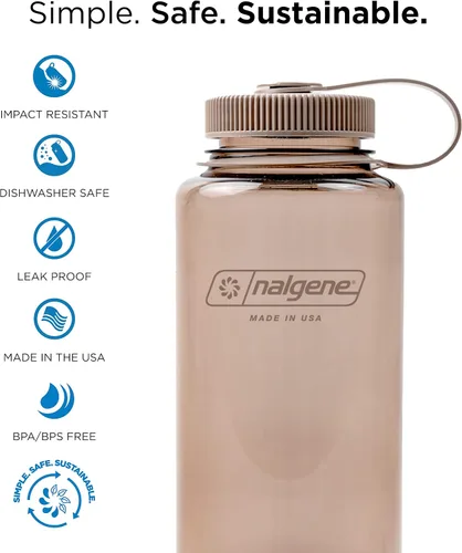 Vista 3 de Nalgene Botella de agua reutilizable reciclada monocromática sin BPA para mochileros, senderismo, gimnasio, 32 onzas inastillables, botella de agua