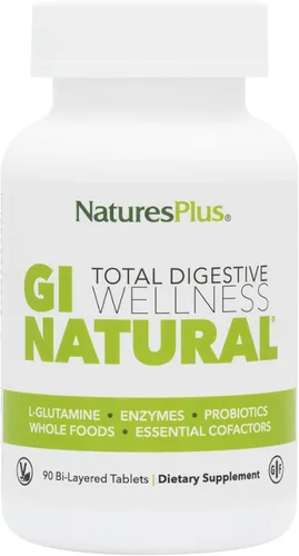 Vista 10 de NaturesPlus GI Natural Total Digestive Wellness - 90 tabletas de dos capas - con L-glutamina, probióticos, prebióticos y enzimas - Sin gluten - 30