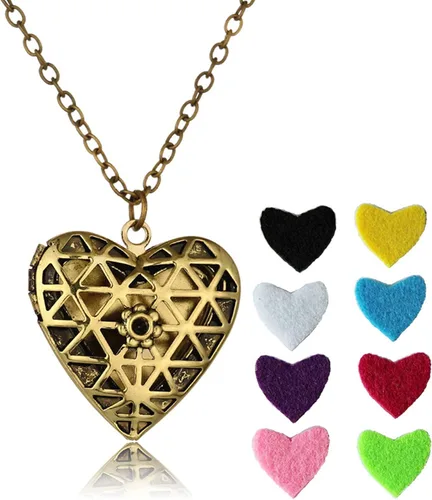 Vista 5 de Hollow Alloy Aromatherapy Essential Oil Diffuser Necklace Box Pendant Gift Vintage Necklace Jewelry Set