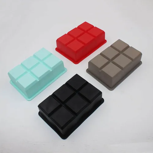 Vista 4 de Bandeja de cubitos de hielo de silicona con forma cuadrada, molde para cubitos de hielo de 6.5 x 4.5 x 2.0 in, grado alimenticio, 6 barras de 02