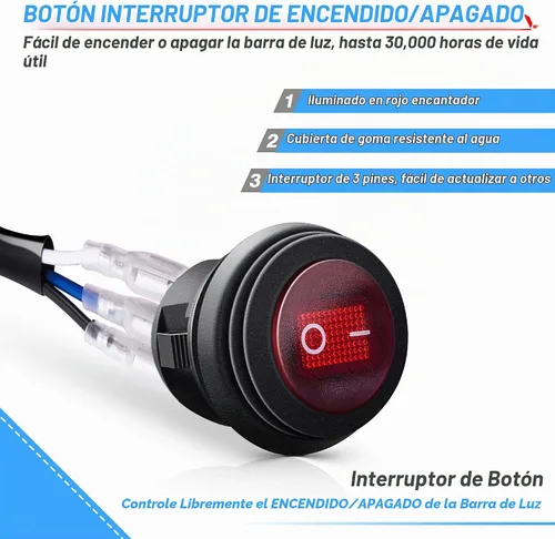 Vista 5 de Mictuning - Kit de arnés para barra de luz, relé de fusibles e interruptor impermeable.