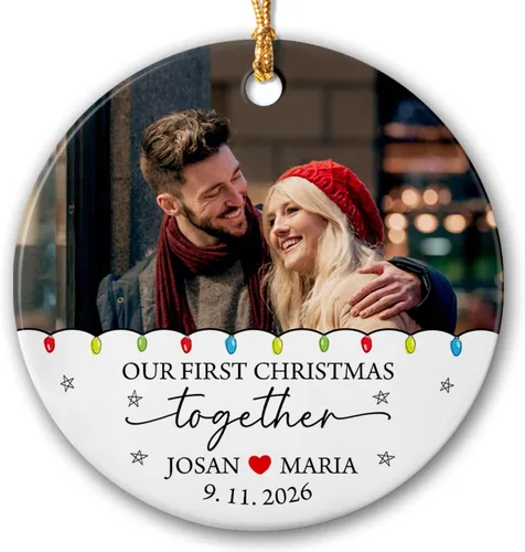 Vista 7 de Primer adorno de Navidad para bebé, adorno de cerámica de Navidad para bebé 2025, primera decoración de árbol de Navidad del bebé, marco de fotos
