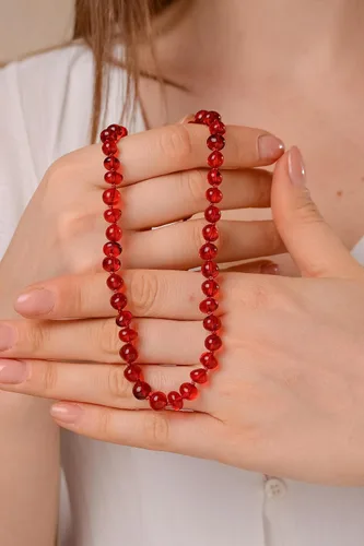Vista 21 de Collar de ámbar para mujer con cierre de plata chapada en oro de 18 quilates, 19 pulgadas con extensor de 2 pulgadas, hecho a mano con cuentas