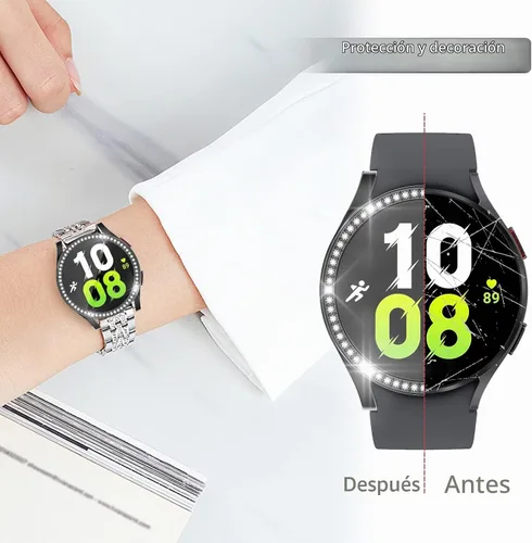 Vista 3 de RICHONE Compatible con Samsung Galaxy Watch 5 y Watch 4 y FE 40 mm Protector de pantalla Estuches de strass, Accesorios de cubiertas protectoras