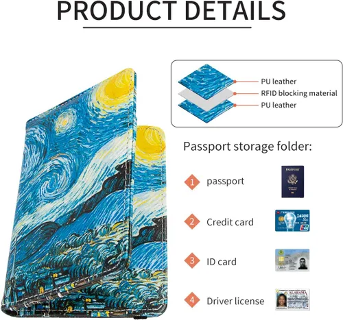 Vista 4 de Funda para pasaporte con bloqueo RFID de piel, organizador de documentos de viaje, Flores de albaricoque.), 201910301033D