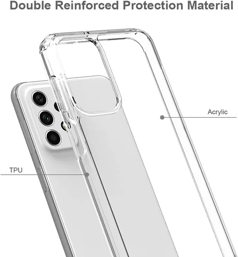 Vista 6 de Funda rígida para Samsung Galaxy A23 5G, transparente, delgada, rígida, híbrida, a prueba de golpes, con protector de pantalla de vidrio templado