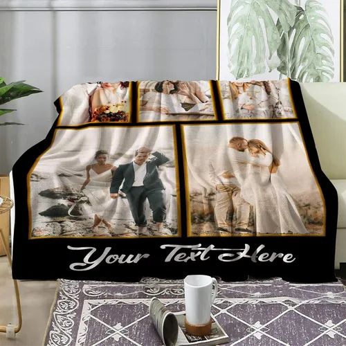 Vista 3 de Magimagine Mantas personalizadas con imágenes de texto para regalos de novio, manta de fotos personalizada para familiares y amigos para Navidad