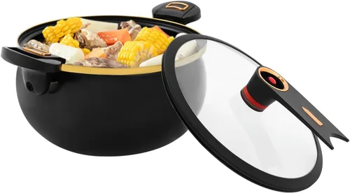 Vista 9 de Olla a presión micro de 8.45 cuartos de galón, antiadherente, utensilios de cocina para microondas, olla versátil con tapa, olla grande inferior