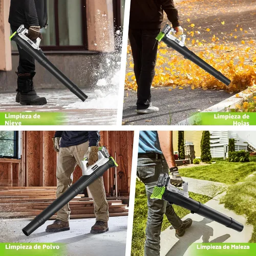 Vista 7 de Soplador de hojas inalámbrico con baterías de 2 x 2.0 Ah y cargador rápido Soplador eléctrico ligero de 21 V, soplador portátil alimentado por