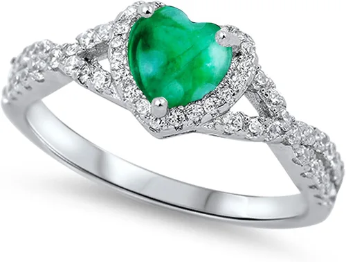 Vista 5 de Elige tu color. Anillo de compromiso de plata fina con diseño de corazón y halo Claro