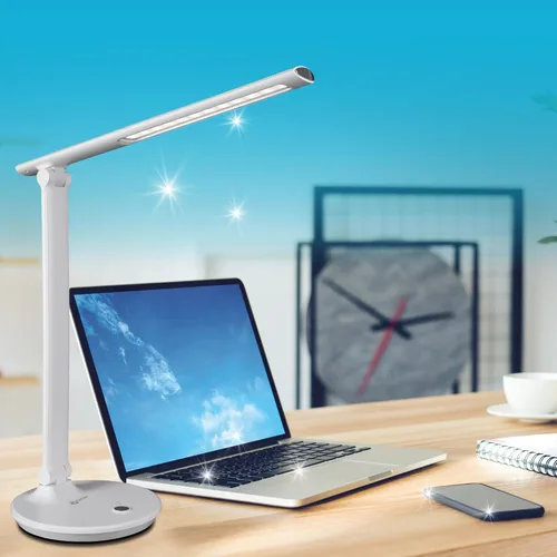 Vista 2 de OttLite Emerge - Lámpara LED de escritorio desinfectante con carga USB, desinfecta tu espacio de trabajo, activación táctil, cuello flexible, luz