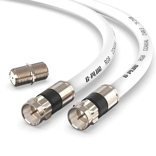 Vista 10 de G-PLUG - Juego de conectores de cable coaxial RG6 de 1 pie, para antena de internet, banda ancha, TV digital, cable Sky satelital, junta tórica