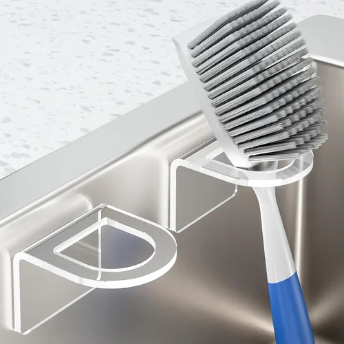 Vista 2 de NiHome 2 cepillos para fregadero de cocina de acrílico transparente, ajuste universal, compatible con todos los tipos de fregaderos