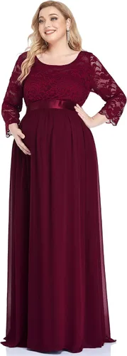 Vista 4 de Ever-Pretty Vestido de fiesta de maternidad de gasa con mangas para mujer, talla grande, 20797
