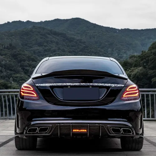 Vista 2 de Alerón de maletero compatible con Mercedes Clase C W205 Sedan 2015-2021, tapa trasera para maletero Highkick Wing Lip Factory Outlet (ABS)