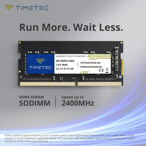 Vista 3 de Timetec Premium 8GB DDR4 2400MHz (DDR4-2400) PC4-19200 (PC4-2400T) sin ECC sin búfer 1.2V CL17 1Rx8 de rango único 260 pines SODIMM, módulo