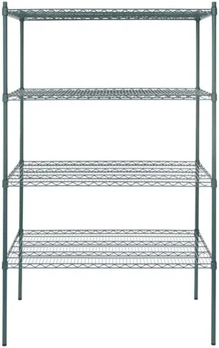 Vista 289 de Kit de 4 estantes de epoxi verde NSF de 21 x 72 pulgadas con postes de 86 pulgadas, estantería de almacenamiento resistente, kit de estantería