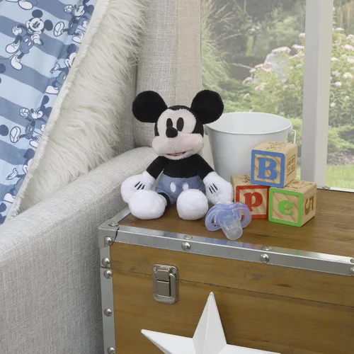 Vista 4 de Disney Mickey Mouse - Soporte para chupón de felpa color blanco, azul y negro