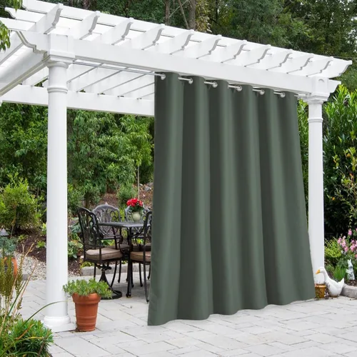 Vista 193 de NICETOWN Cortina para Exteriores para Patio Impermeable de 84 Pulgadas de Ancho, Aislamiento Térmico con Ojales Antioxidantes Bloqueo UV Cortina