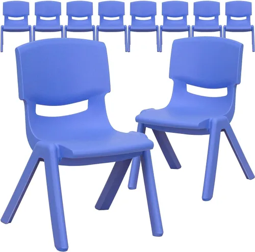 Vista 19 de Flash Furniture - Silla escolar apilable de plástico azul con altura de asiento de 10 1/2 pulgadas