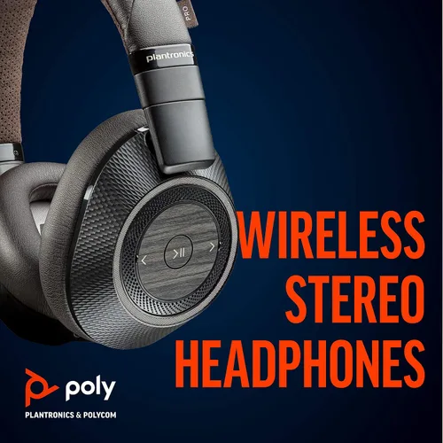 Vista 2 de Poly (Plantronics + Polycom) Plantronics BackBeat PRO 2 - Auriculares inalámbricos con cancelación de ruido, color negro tostado, negro y bronceado