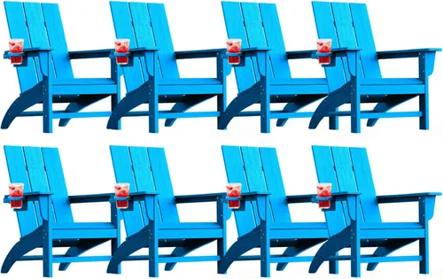 Vista 22 de Silla Adirondack moderna, sillas de patio de plástico HDPE para todo tipo de clima, silla para hoguera, sillas de césped al aire libre para terraza