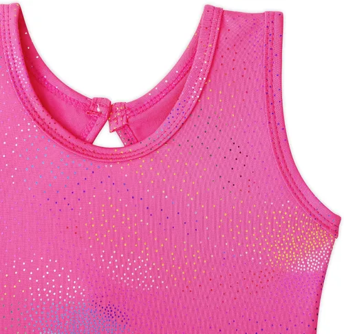 Vista 3 de HOZIY Leotardos para niñas, ballet, gimnasia, sin mangas, manga larga, destellos coloridos, azul aguamarina, rosa, morado, color liso