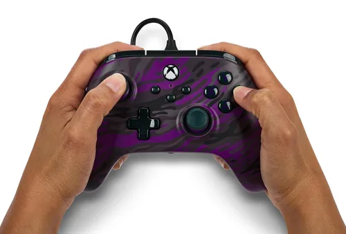 Vista 2 de PowerA Advantage Wired Controller for Xbox Series XS - Purple Camo, Xbox Controller with Detachable 10ft USB-C Cable, Mappable Buttons, Trigger