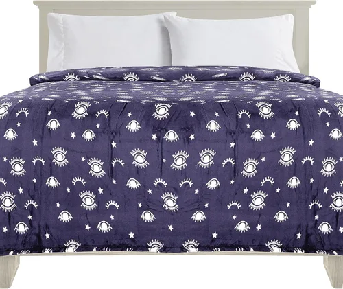 Vista 12 de Elegant Comfort Manta de Cama de Vellón de Franela con Estampado Ultra Suave, Colcha Cubrecama Ligera Acogedora y Suave, Manta Decorativa para Todas