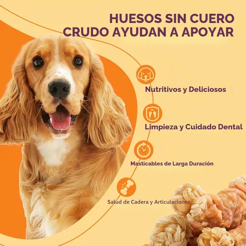 Vista 4 de Jungle Calling Masticables de larga duración para perros medianos y grandes, huesos trenzados de tendón de carne de res envueltos en pollo, sin piel