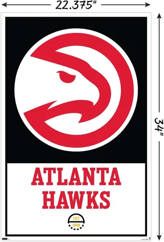 Vista 3 de Trends International NBA Atlanta Hawks - Póster de pared con logotipo 21, 22.375 x 34 pulgadas, versión sin marco