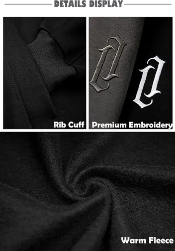 Vista 5 de Sudaderas con capucha de forro polar para hombre, sudaderas con cuello vuelto, sudaderas casuales para otoño e invierno, ajuste holgado con bordado