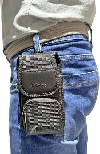 Vista 8 de Funda de nailon para teléfono con bolsillo con cremallera, bolsa de clip para cinturón para iPhone 17 16 15 14 Pro Max y Plus