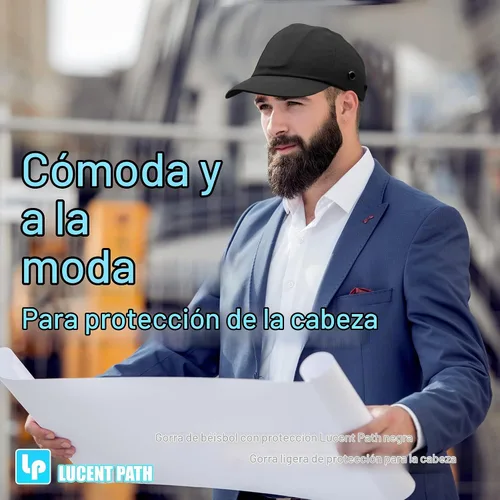 Vista 4 de Gorra negra de seguridad de béisbol, 100% algodón, carcasa ABS resistente a los impactos, espuma acolchada de doble capa, transpirable, protección 6