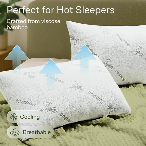 Vista 4 de Protectores de almohada tipo nube con cremallera, tamaño estándar, fundas de almohada transpirables y refrescantes para personas que duermen